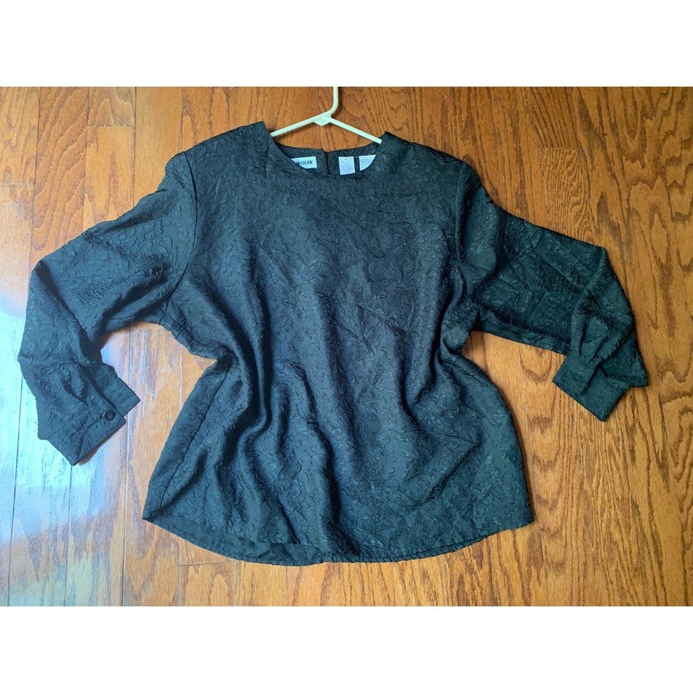Chaus Woman Vintage Black Blouse Size 16
